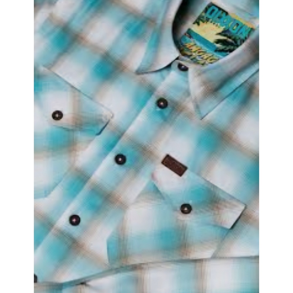 Dixxon Flannel Co Angaga Island Plaid Shirt Mens 2XL Teal D-Tech Long Sleeve